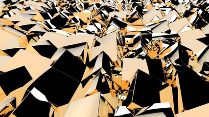 Gold cubes background, 3D rendering