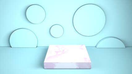Clean 3D marble podium template for any product, 3D rendering