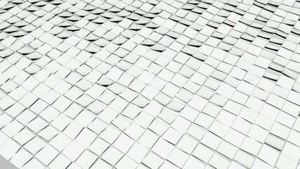 Transparent glass tiles on white, 3D rendering
