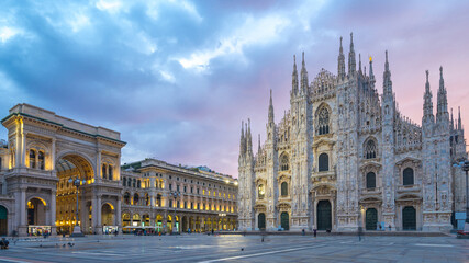 Beautiful sky with view of Milan Cathedral in Italy