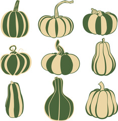 set of abstract pumpkins for halloween