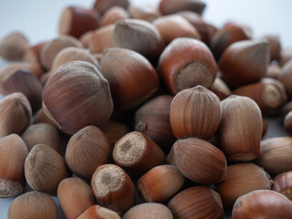 Hazelnuts isolated on white background