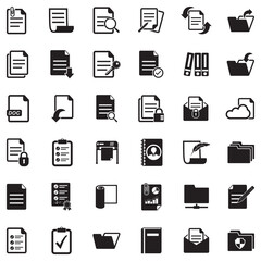 Documents Icons. Black Flat Design. Vector Illustration.