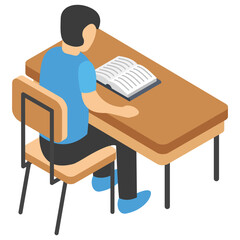 
Flat icon design of learning student 

