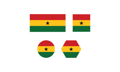 Ghana flag set shape symbol vector illustration