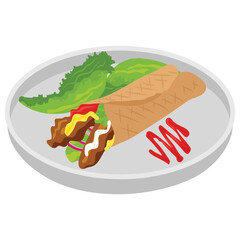 
Tortilla roll, flat vector icon.
