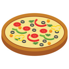 
Pizza, flat isometric icon.
