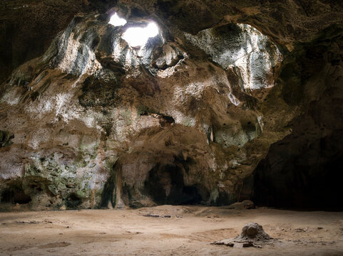bat cave with light coming through cathedral ceiling
