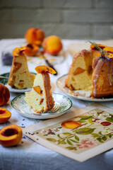 Peach sour cream cake.. vintage style  photo
