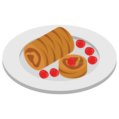 
Swirl roll, flat isometric icon.

