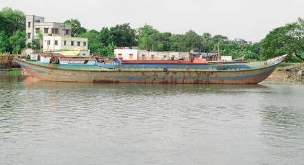 Naklejka premium sand carrying vessel boat