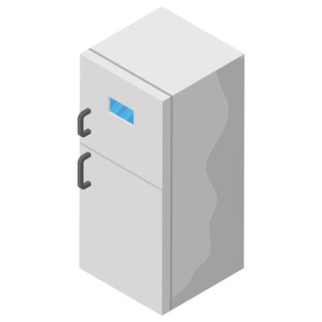 
Flat isometric icon of refrigerator.
