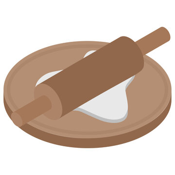 
Flat isometric icon of dough roller.
