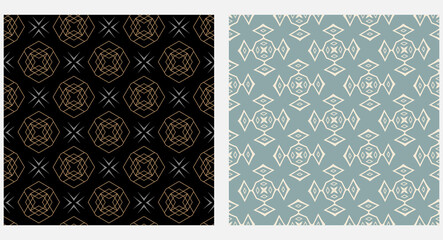 Background patterns with geometric shapes in retro style vector illustration.
