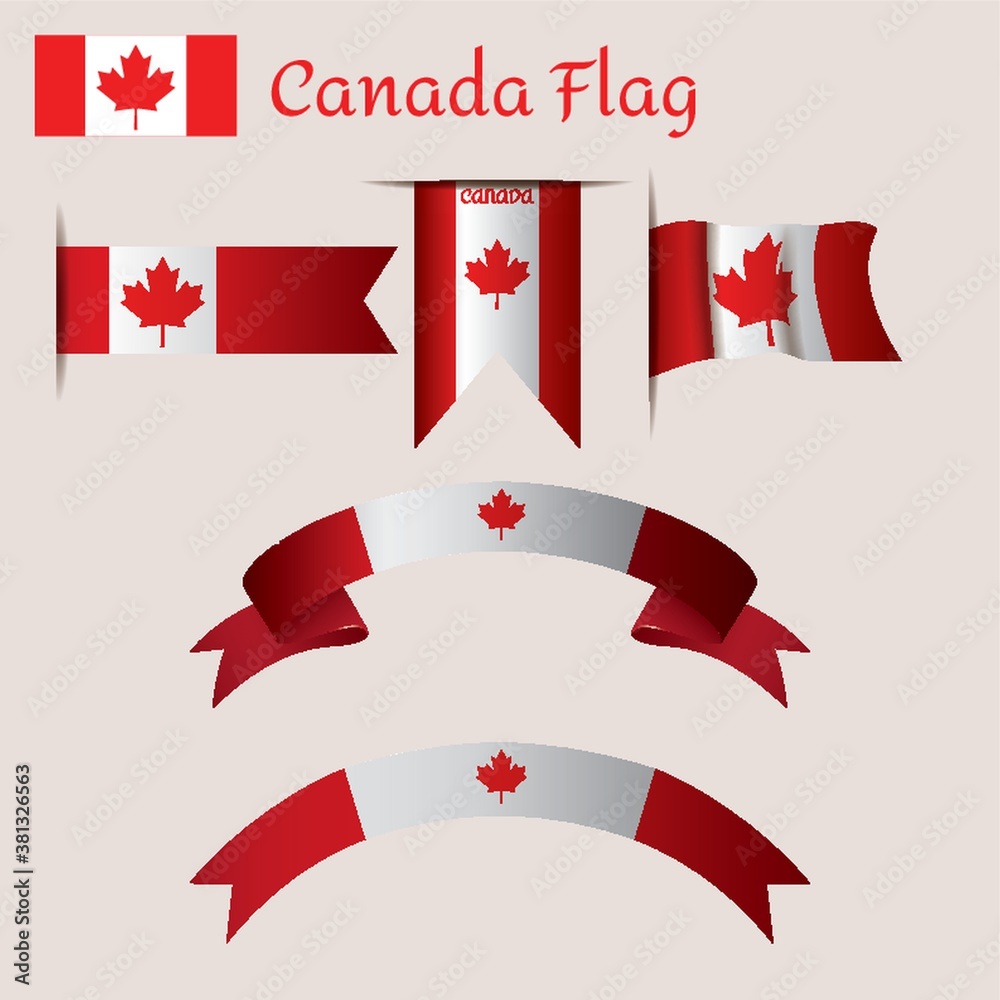 Poster Set of canadian flag ribbons