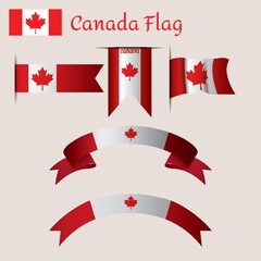 Set of canadian flag ribbons