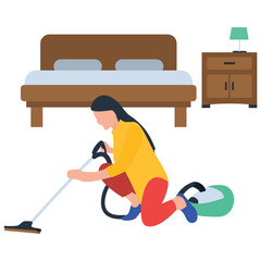 
Flat icon design of room cleaning, vacuum cleaner 
