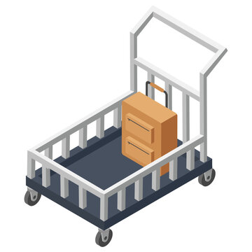 
Waiters trolley isometric icon design, luggage trolley vector icon
