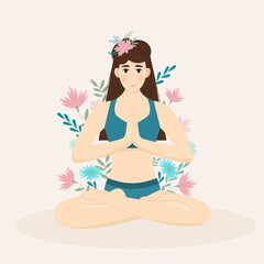Obraz na płótnie Canvas girl in the Lotus position meditation