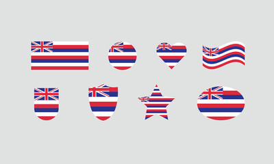 Hawaii flag set shape symbol vector illustration