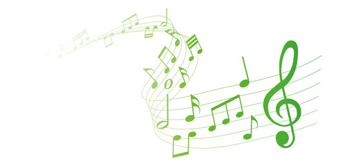 green musical notes melody on white background