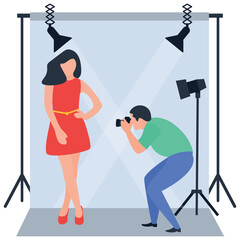 
Photography flat illustration vector, photoshoot concept 

