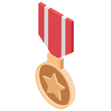 
Military award, isometric vector icon.

