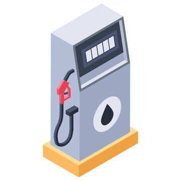
Fuel dispenser, isometric vector icon.
