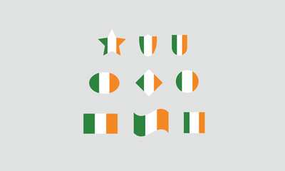 Ireland flag set shape symbol vector illustration