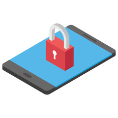 
Phone lock to save from unauthorized person, 3d vector  
