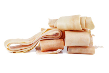 Raw pork skin isolated on white