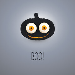 Halloween Greeting Card Design Template - Smiling Pumpkin Silhouette with Pop Out Eyes