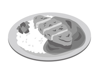 お皿に乗った日本風のカレーライス（カツカレー）