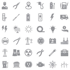 Electrical Icons. Gray Flat Design. Vector Illustration.