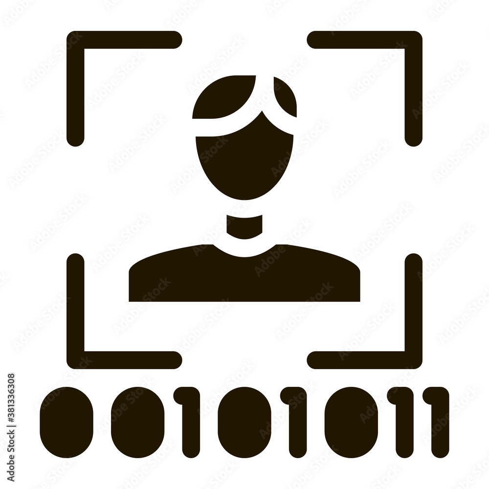 Poster human binary code glyph icon vector. human binary code sign. isolated symbol illustration
