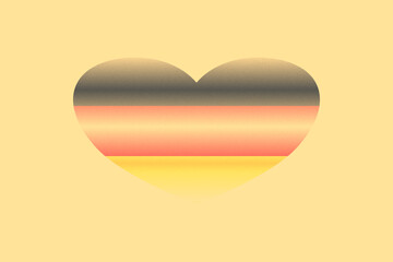 Abstract flag of Germany in grunge heart shaped. Pastel background. Grain.