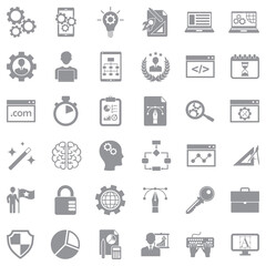 Development Icons. Gray Flat Design. Vector Illustration.