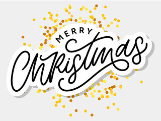 Merry christmas 2021 Beautiful greeting card poster with calligraphy black text word. Hand drawn design elements. Handwritten modern brush lettering white background isolated vector