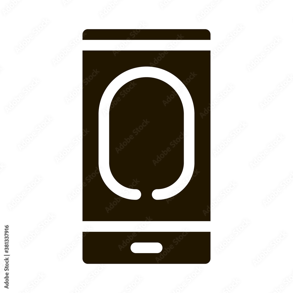 Poster scan fingerprint in phone glyph icon vector. scan fingerprint in phone sign. isolated symbol illustr