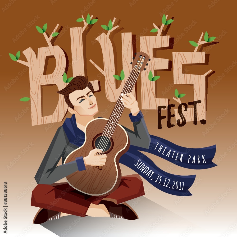 Sticker blues festival design