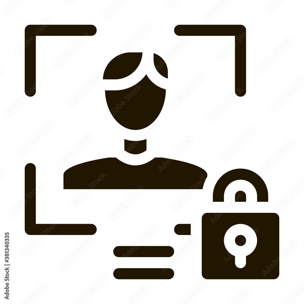 Sticker Human Lock Security glyph icon vector. Human Lock Security Sign. isolated symbol illustration