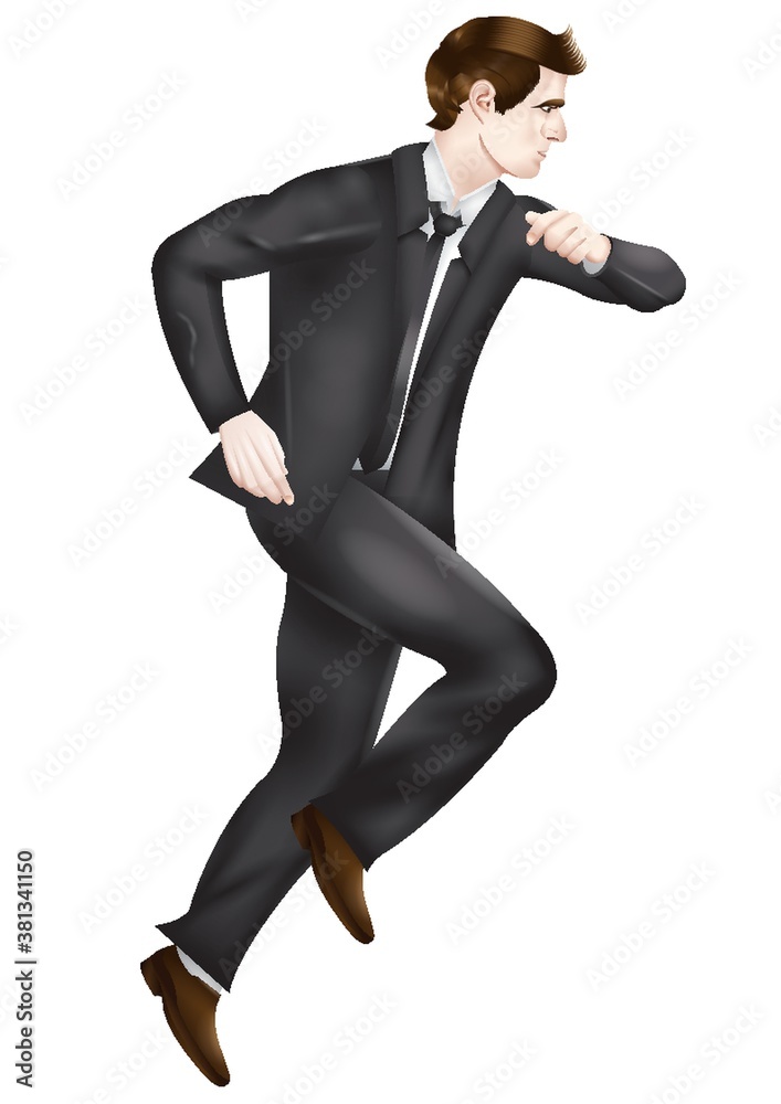 Sticker businessman running