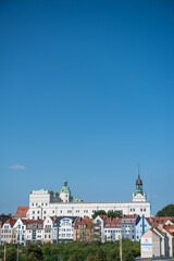 Naklejka na ściany i meble Szczecin Panorama view with Odra river. Szczecin historical city with architectural layout similar to Paris