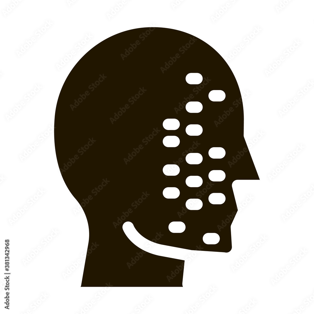 Poster face part scan glyph icon vector. face part scan sign. isolated symbol illustration
