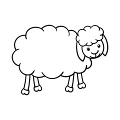 Coloring page, cartoon doodle sheep