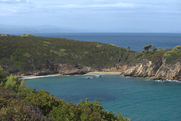 Hidden Sand,beautiful beach on the island of Skiathos , . Greece