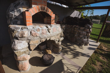 Backyard Stone BBQ Oven - Canopy & Outdoor Kitchen