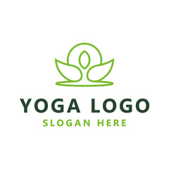 Yoga pose lotus flower logo design template