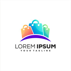 shopping bag color logo design