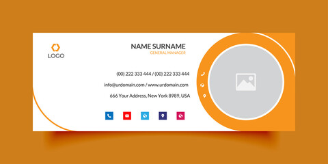 corporate email signature template with an author photo place modern layout